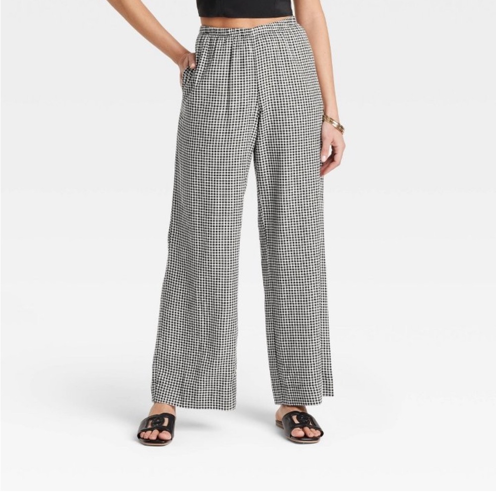 A New Day Checkered Gingham Linen Pants size Small